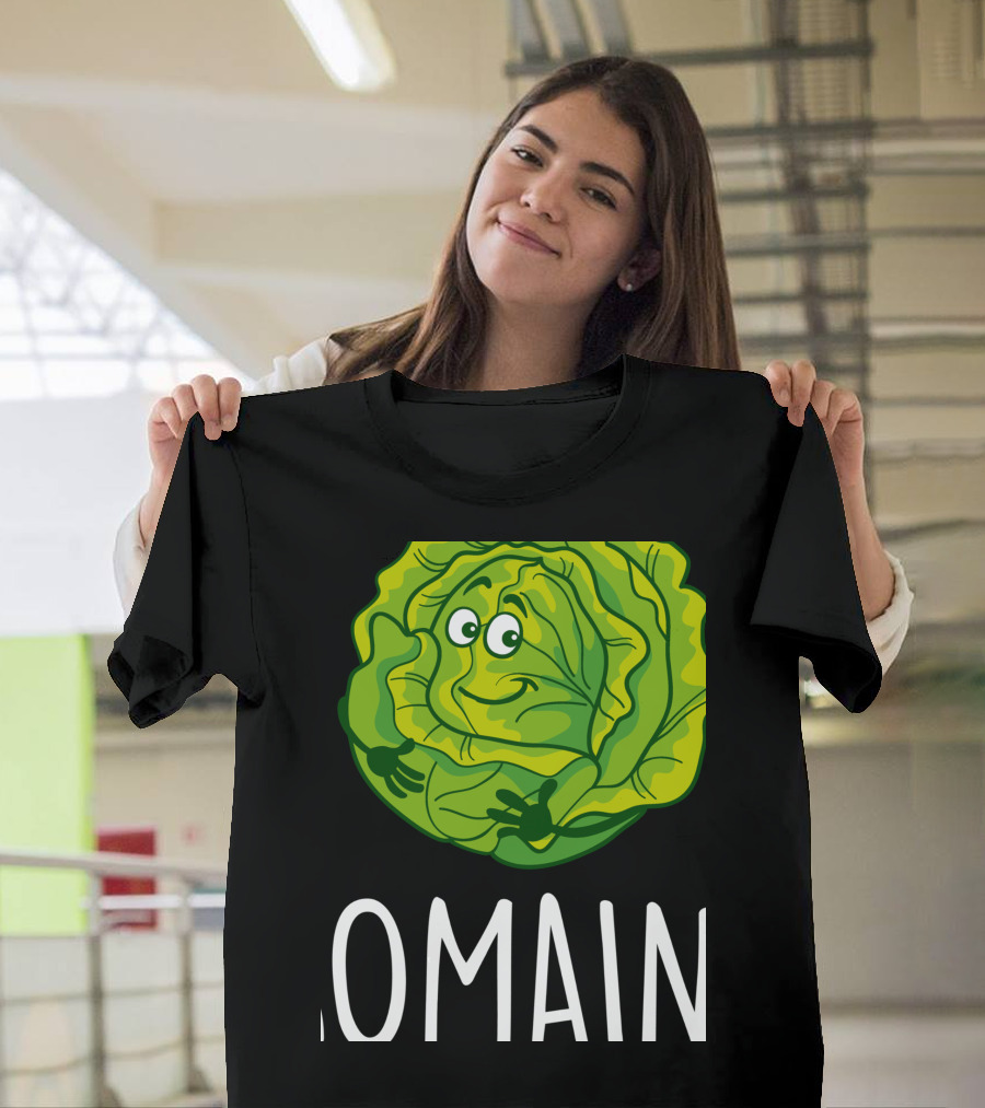 Lettuce Romaine Calm Funny Vegan Humor with Smiling Vegetable Character T-Shirt