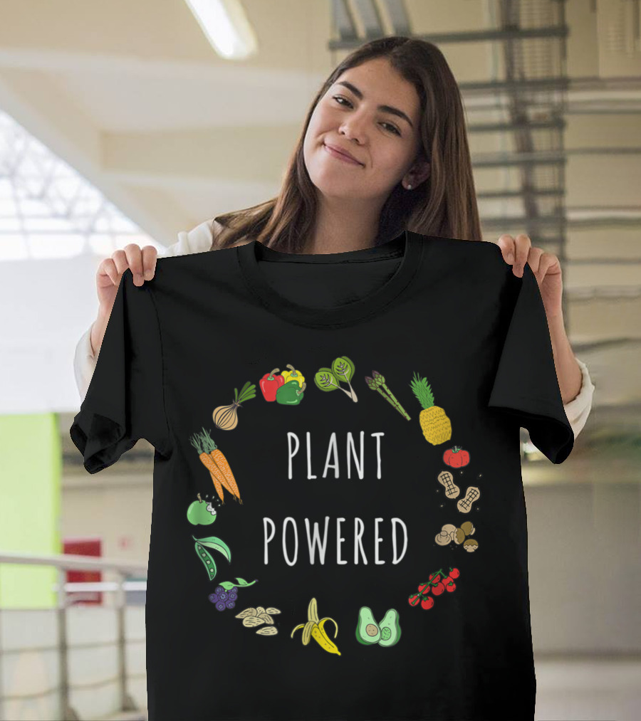 Plant Powered Vegetable Based Vegan Vegetarian Circle T-Shirt
