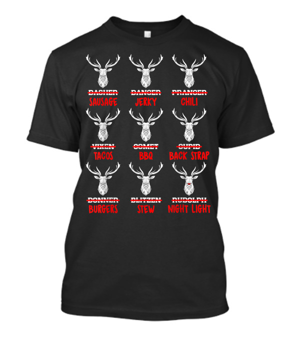 Reindeer Meat Lover Sausage Jerky Chili Tacos BBQ Back Strap Burgers Stew Night Light T-Shirt