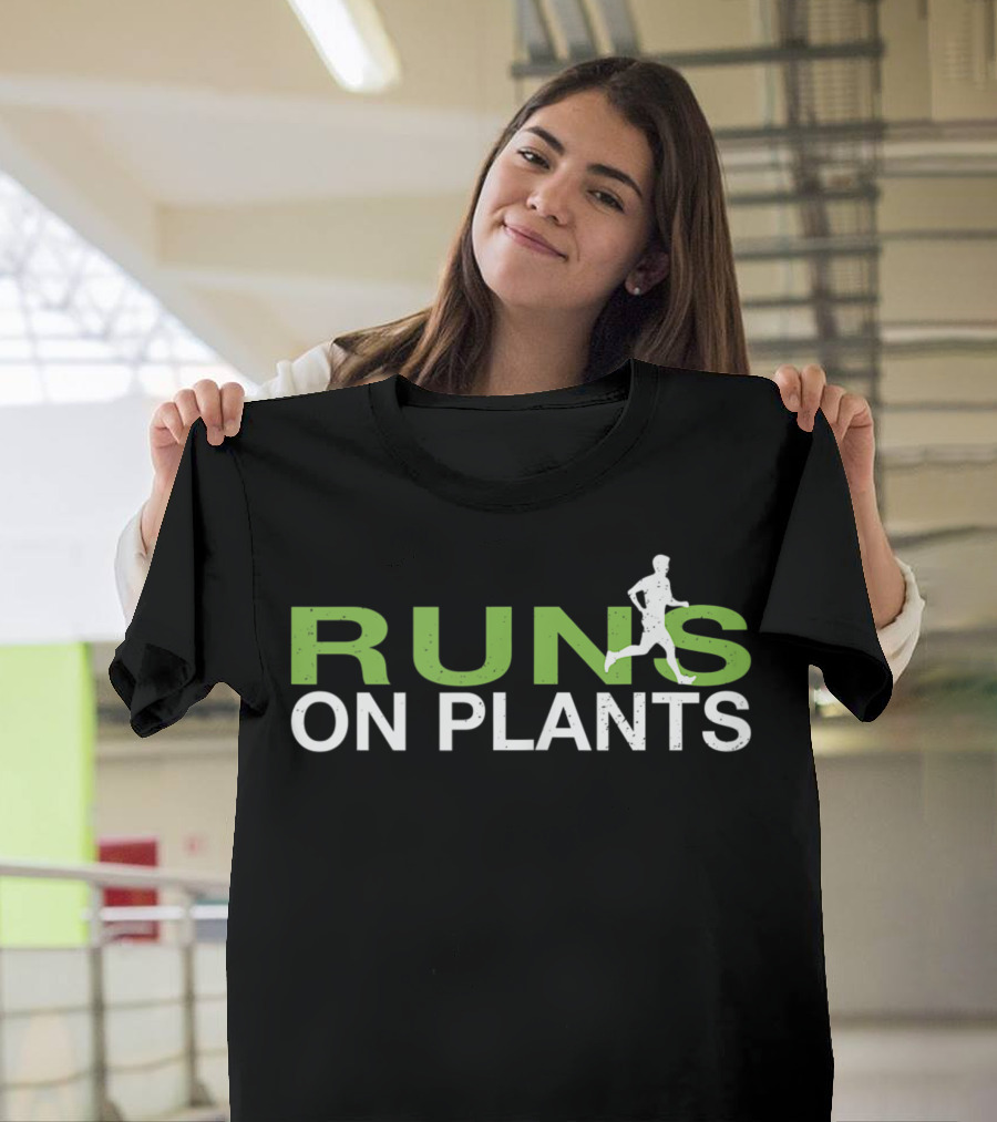 Runs On Plants Vegan Runner Plant Based T-Shirt