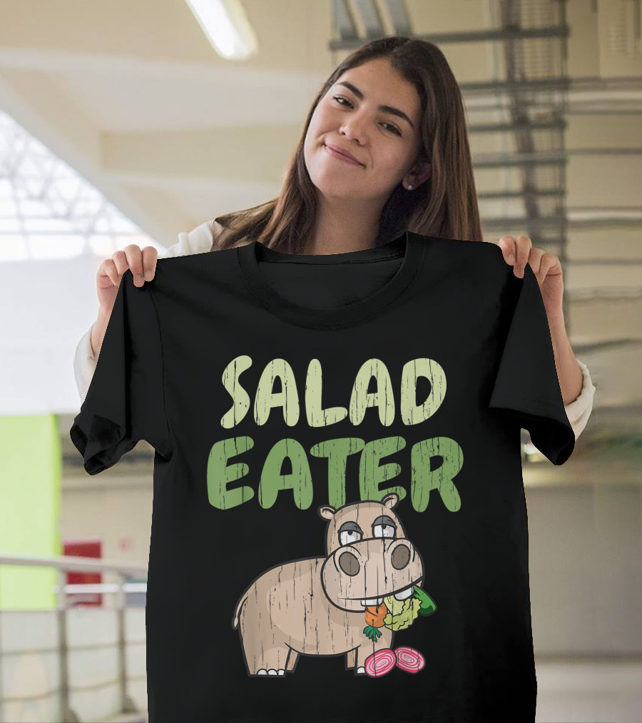 Salad Eater Hippo with Vegetables Vegetarian T-Shirt
