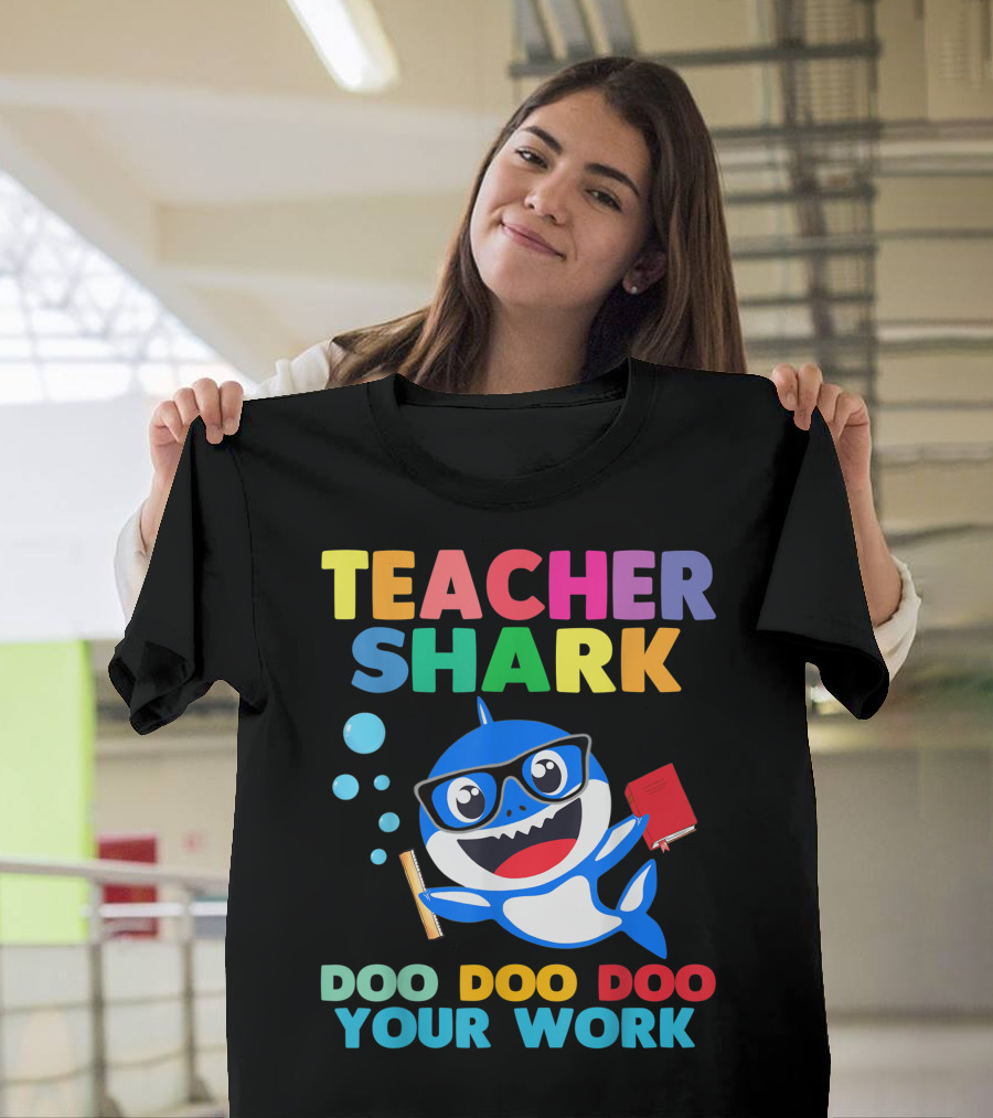 Teacher Shark Doo Doo Doo Your Work Bubble Glasses Book T-Shirt