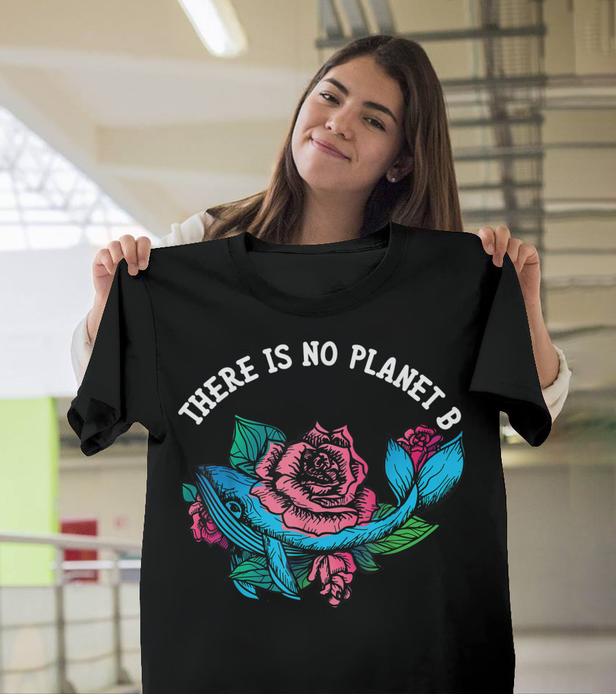 There Is No Planet B Flower Whale Earth Day Vegan Diver T-Shirt