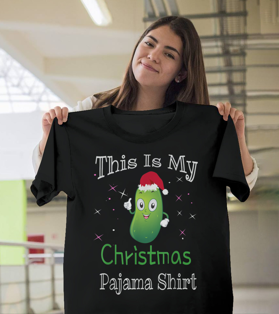 This Is My Christmas Pajama Shirt Cucumber Santa Food T-Shirt