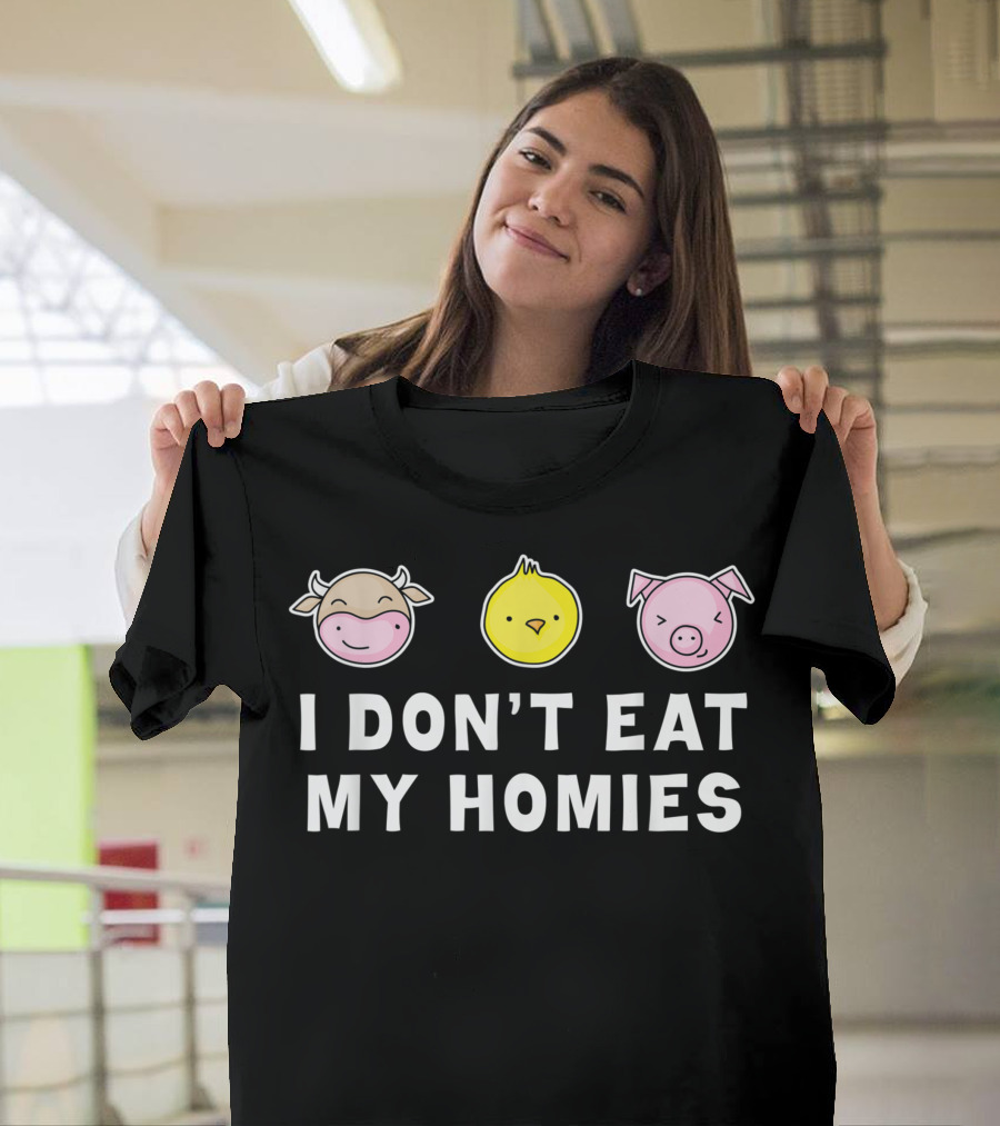 Vegan I Don't Eat My Homies Cow Chick Pig T-Shirt