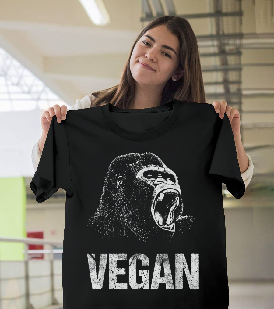 Vegan Gorilla Roar Iconic Vegetarian Food T-Shirt