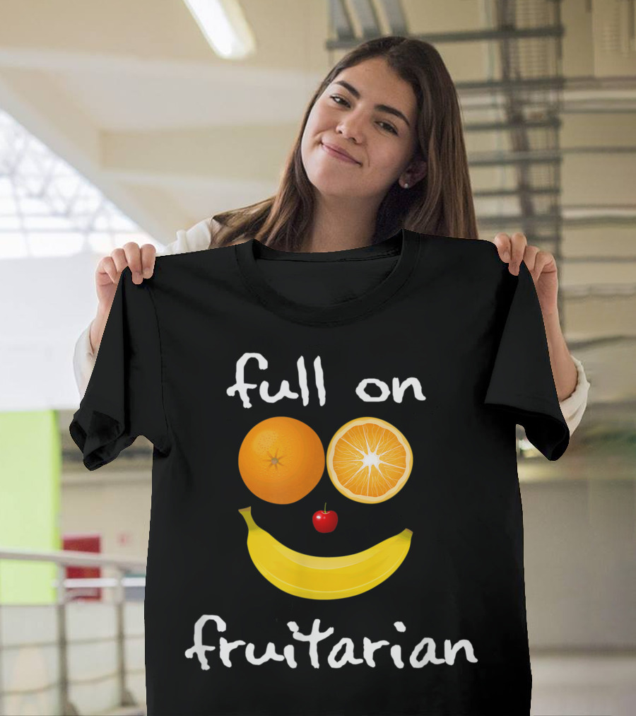 Full On Fruitarian Banana Orange Cherry Face T-Shirt