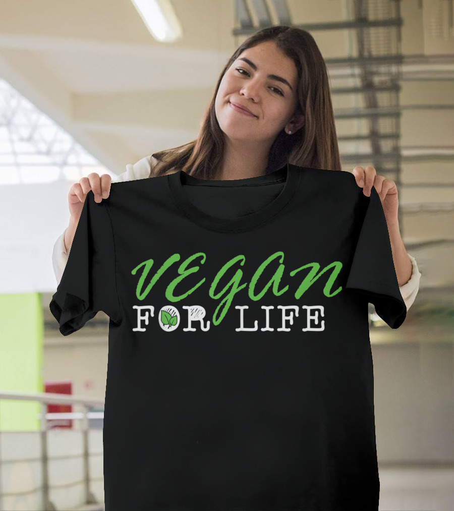 Vegan For Life Vegetarian Leaf T-Shirt