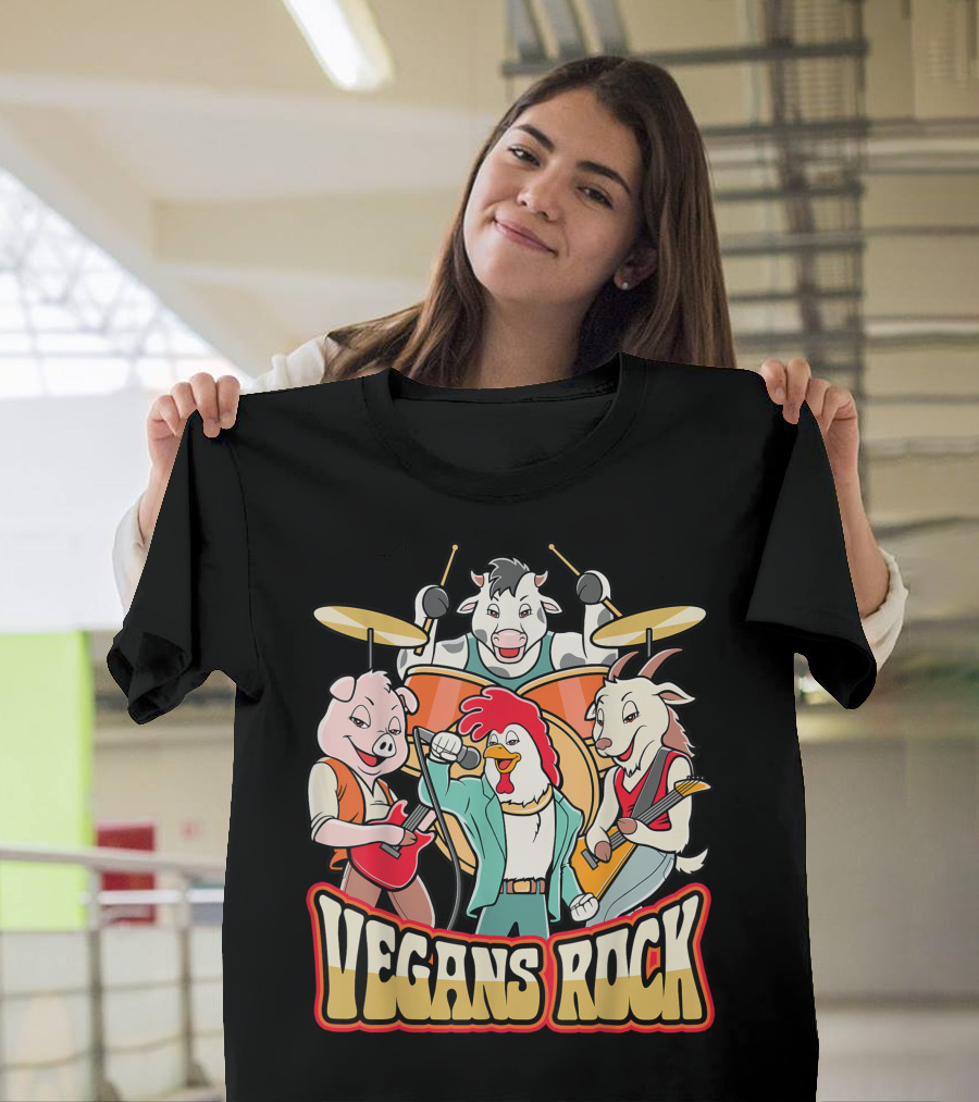 Vegans Rock Cute Animal Band T-Shirt