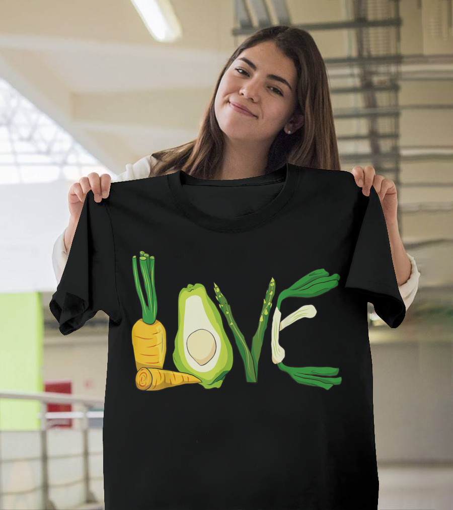 Vegetable Vegan Love Avocado Asparagus Carrot Artichoke T-Shirt
