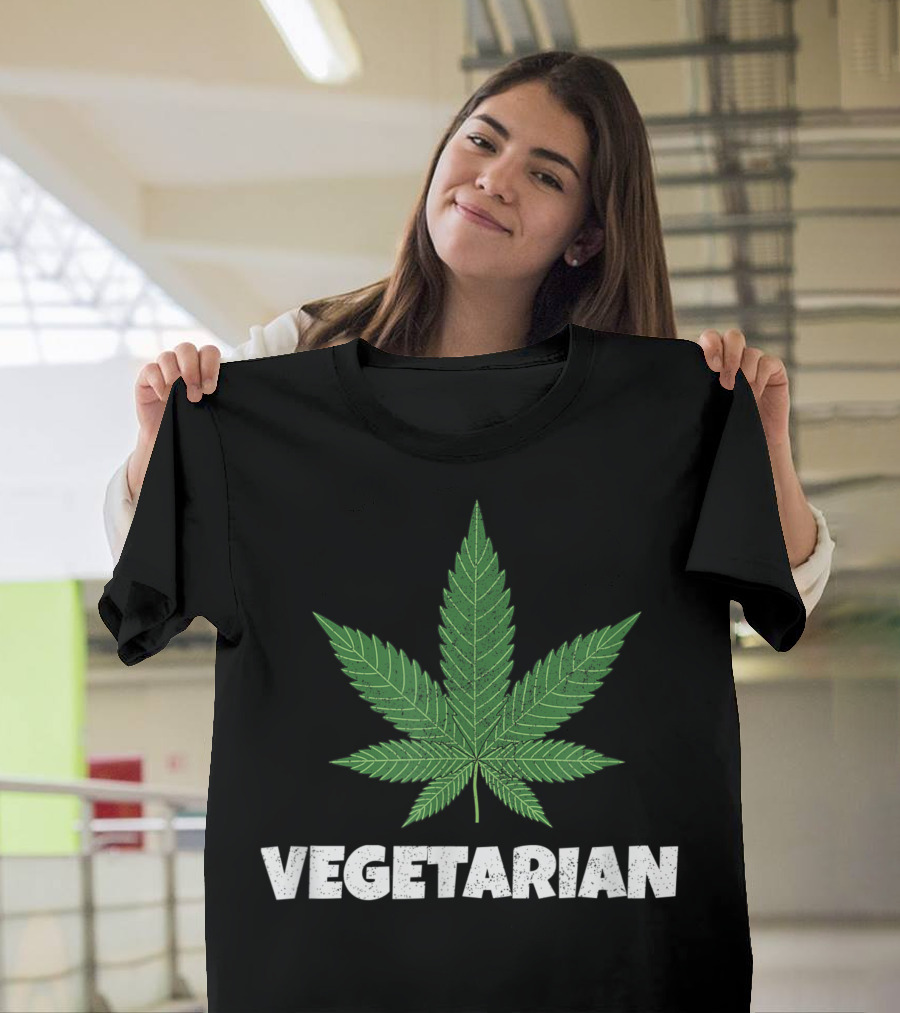 Vegetarian Marijuana Leaf Stoner Weed T-Shirt
