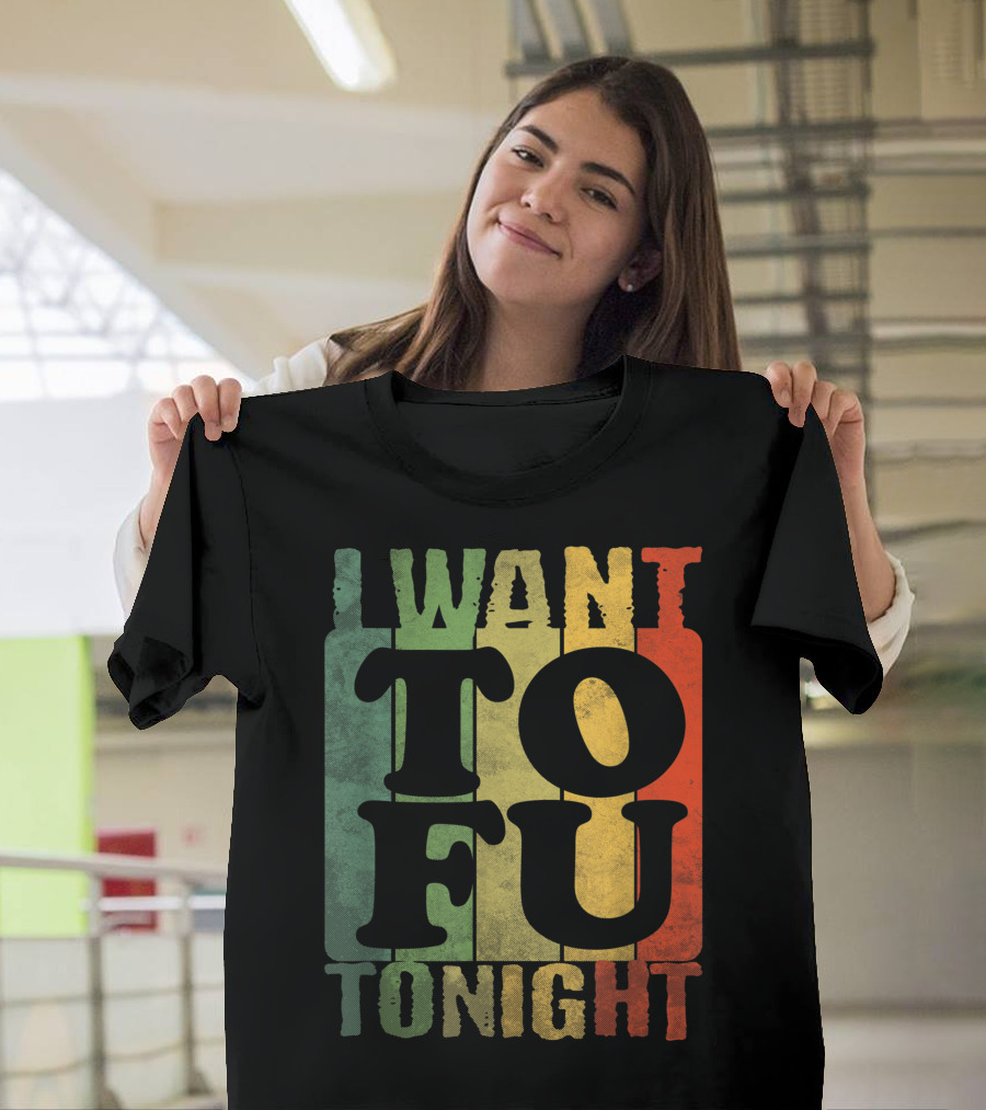 Vintage I Want Tofu Tonight Vegan Rasta Colors T-Shirt