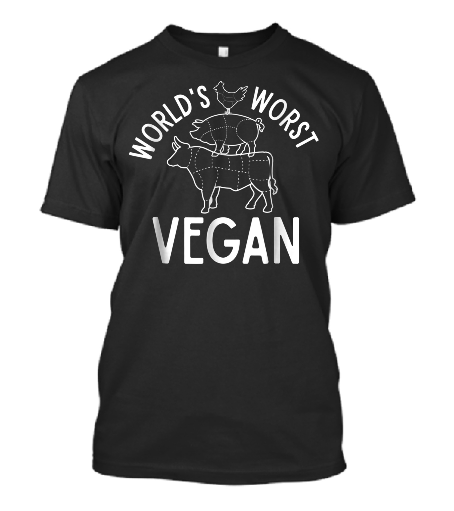 World's Worst Vegan BBQ Cow Pig Chicken T-Shirt