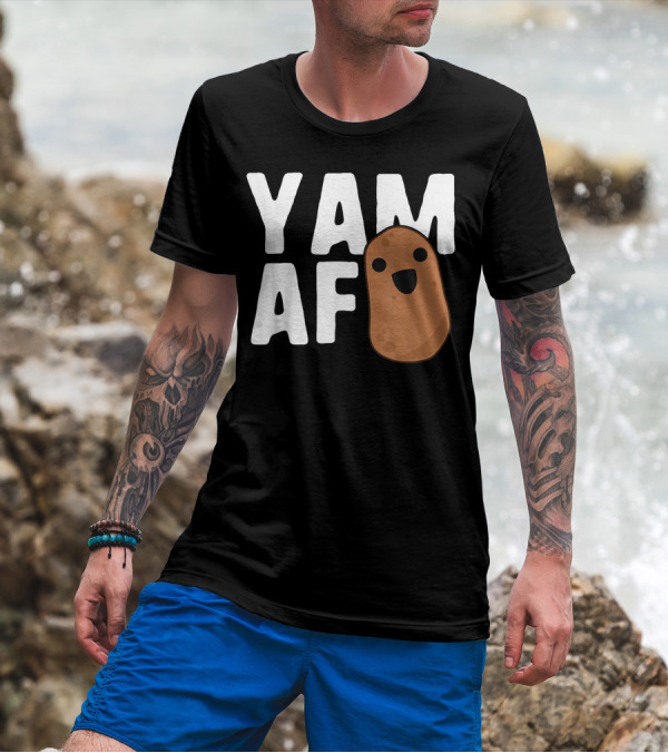 Yam AF Potato Vegetarian Food Humor Kawaii Cute Cartoon Face T-Shirt