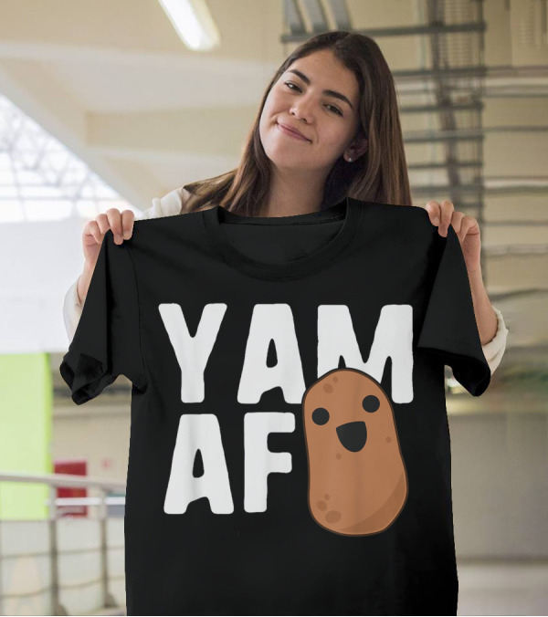 Yam AF Potato Vegetarian Food Humor Kawaii Cute Cartoon Face T-Shirt