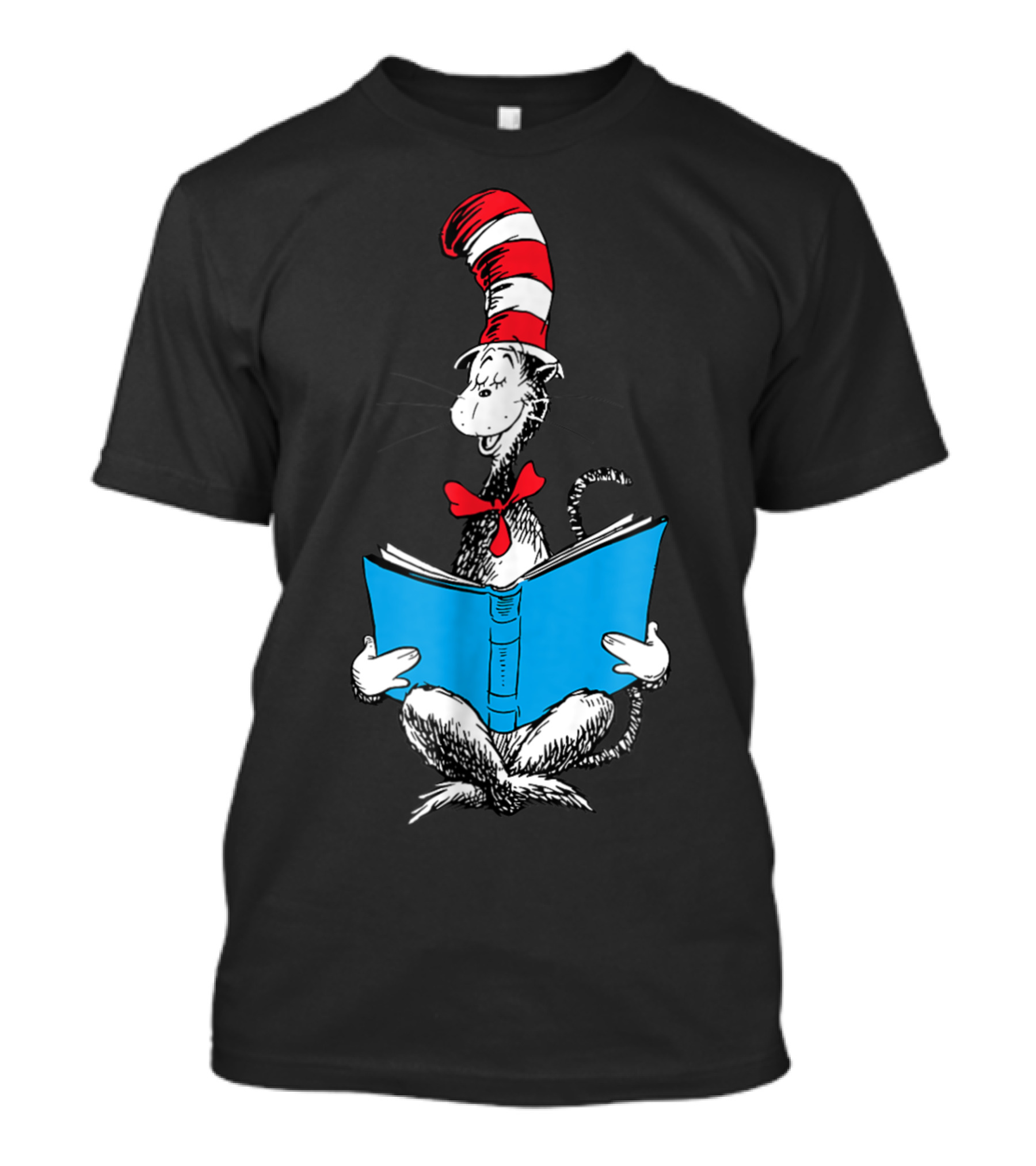 Dr Seuss Cat In The Hat Reading Blue Book T-Shirt