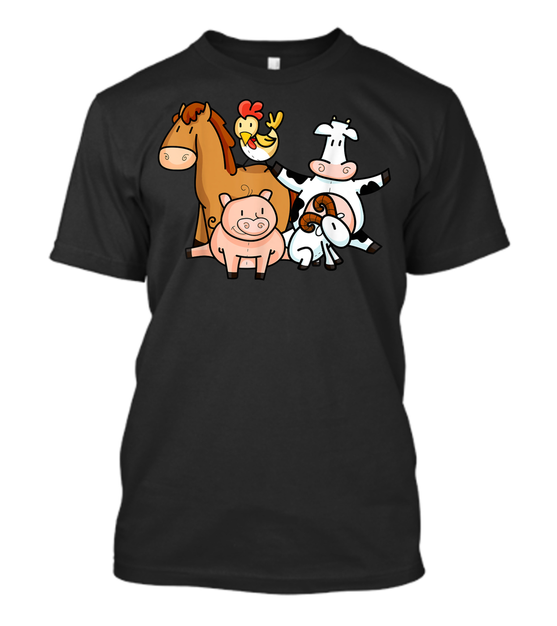 Farmer Barn Animals Horse Pig Rooster Cow Sheep Children Cool Young T-Shirt