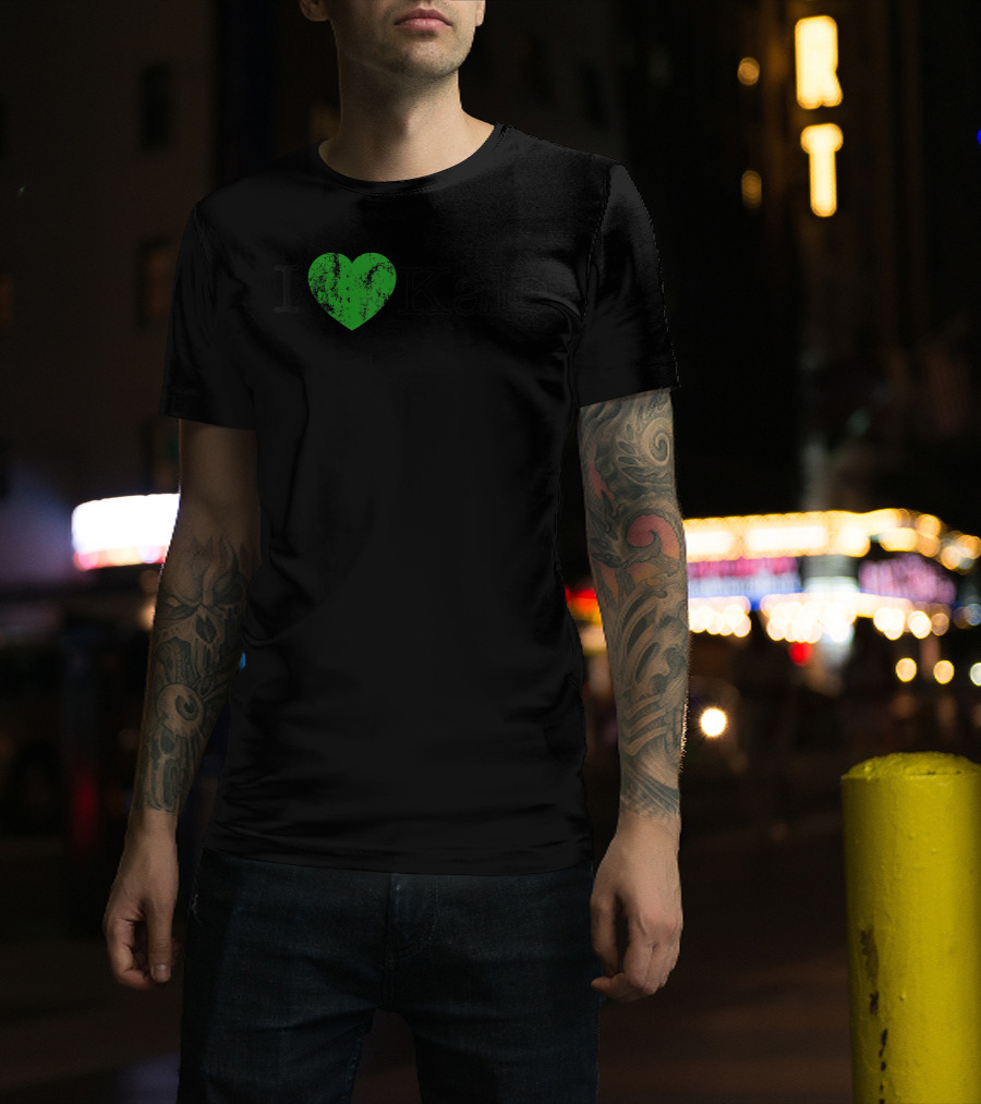 I Love Kale Kale Lovers Green Heart T-Shirt