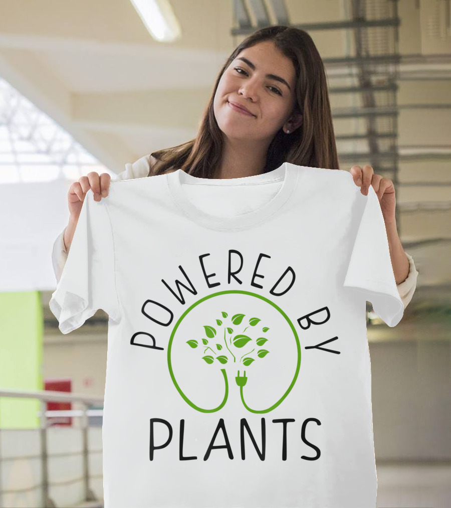 Powered By Plants Vegan Vegetarian Eco-Friendly Green Energy T-Shirt