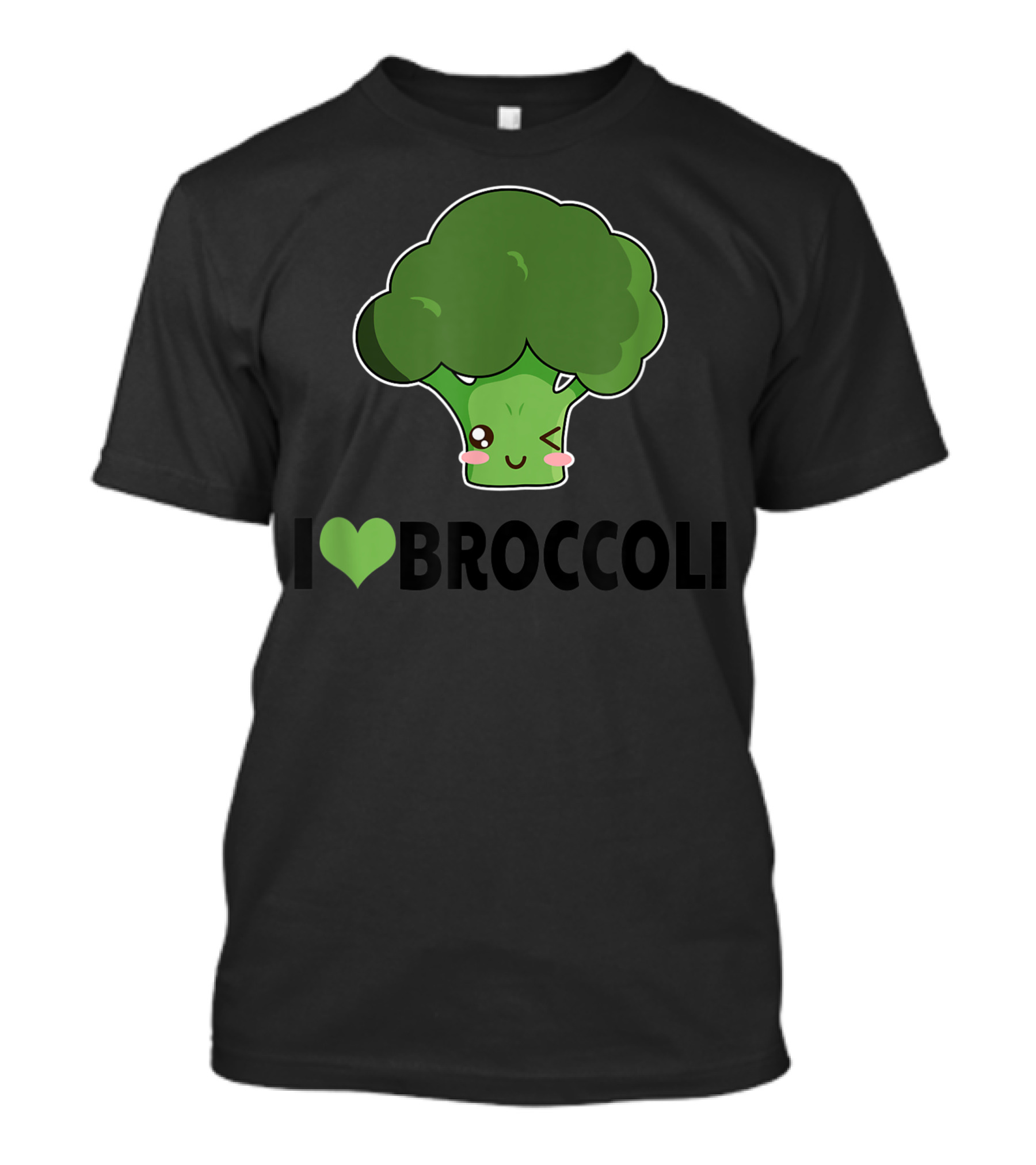 Vegan I Heart Broccoli Kawaii Winking Face T-Shirt