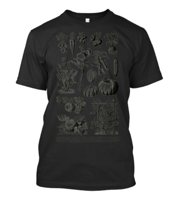 Botanical Kitchen Vegetable Identification Reference Chart With Detailed T-Shirt
