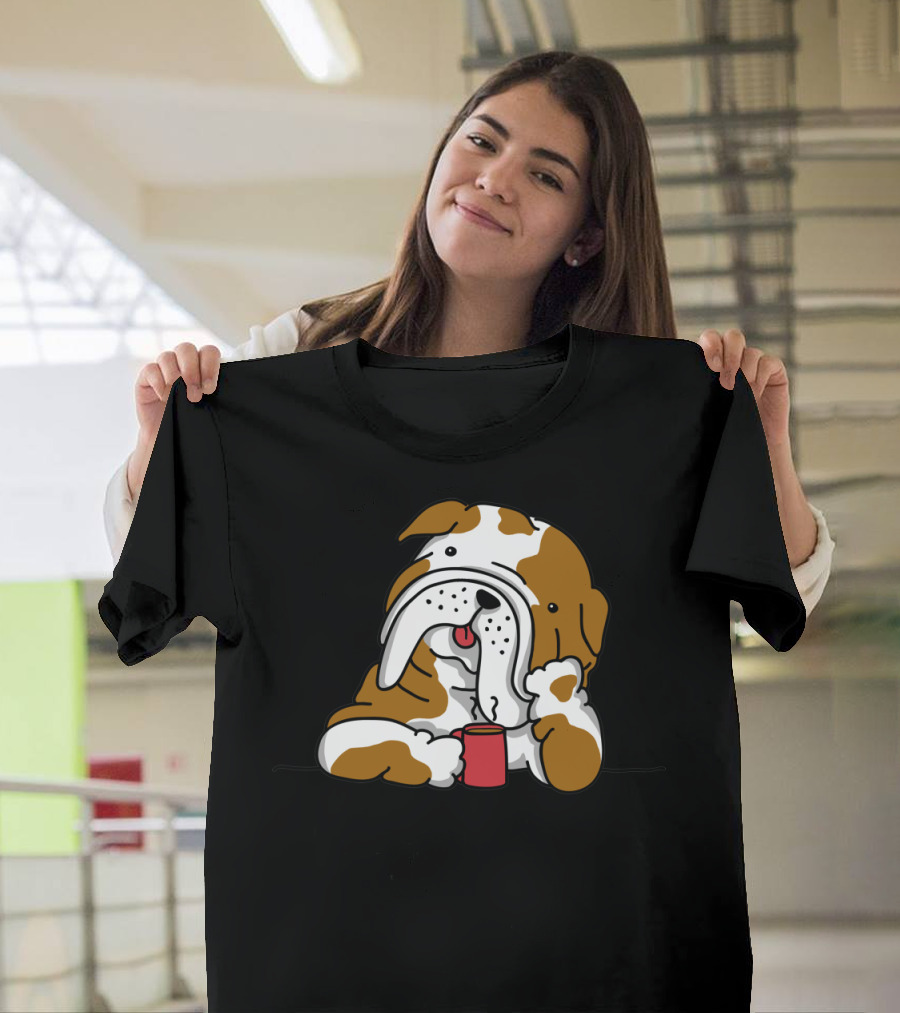 Bulldog with Coffee Case of the Mondays Mood T-Shirt