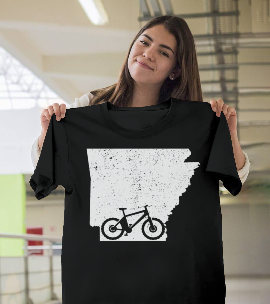 Arkansas State Silhouette with Mountain Bike T-Shirt
