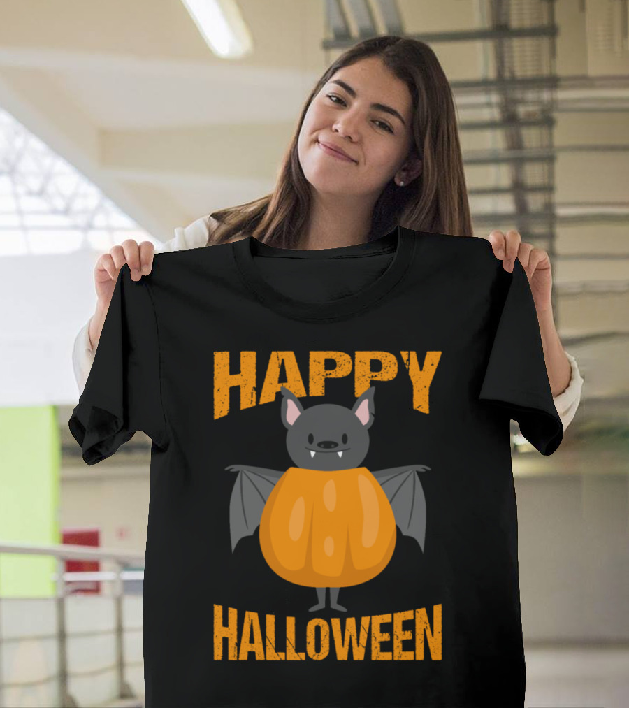 Happy Halloween Bat in Pumpkin Funny Idea T-Shirt