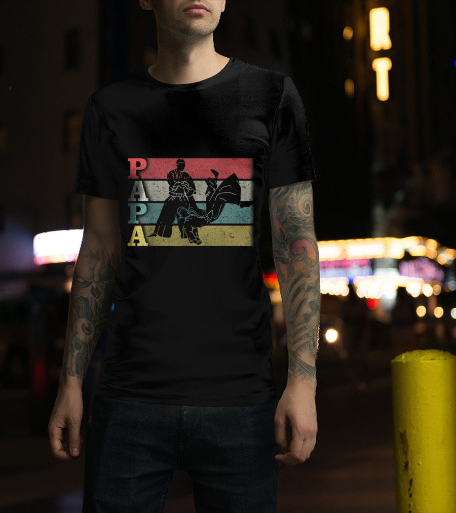 Vintage Aikido Papa Funny Dadfathers Day Martial Arts Action T-Shirt