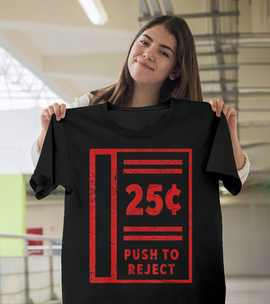 Classic Retro Gamer Arcade Coinop 25 Cent Push to Reject T-Shirt