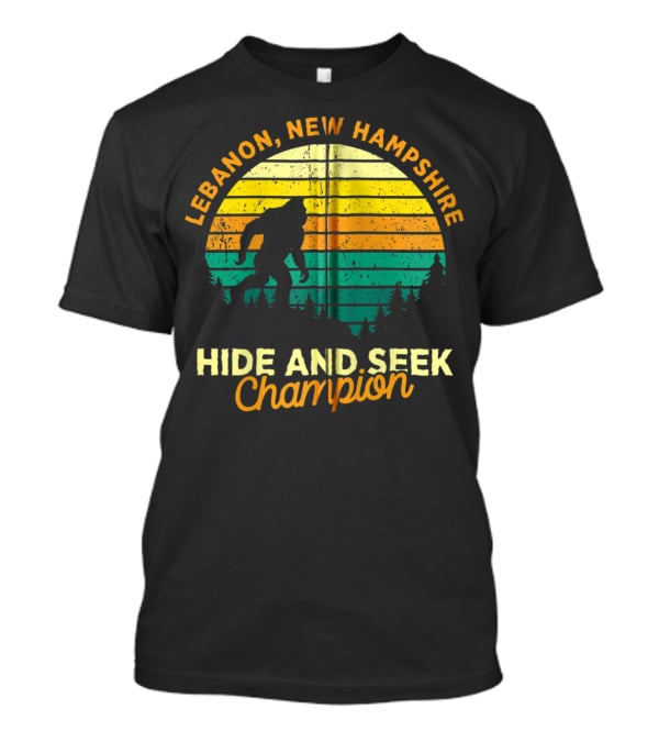 Lebanon New Hampshire Bigfoot Hide And Seek Champion Retro Sunset T-Shirt