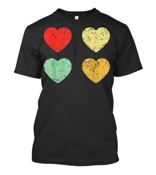 Retro Vintage Grunge Hearts Valentines Day T-Shirt