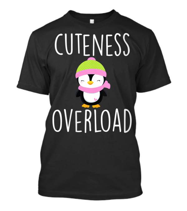 Cuteness Overload Penguin Lover Green Hat And Scarf T-Shirt
