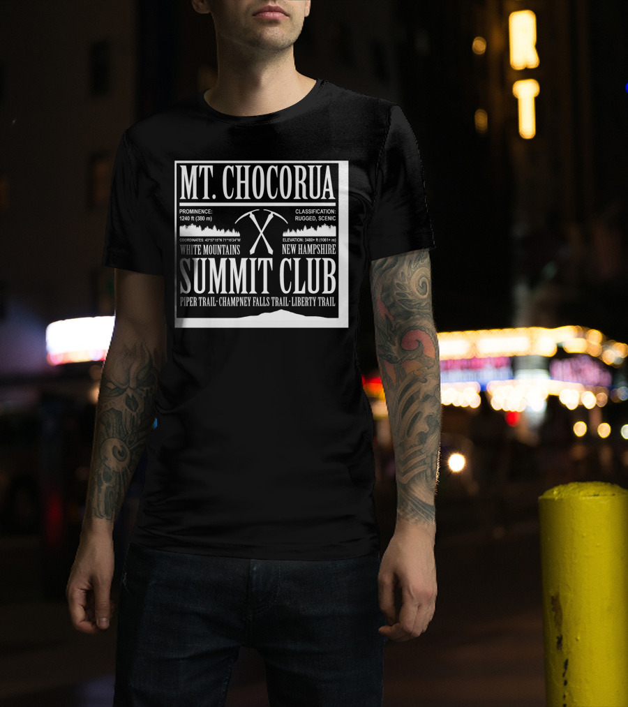 Mt Chocorua White Mountains New Hampshire Summit Club Piper Trail Champney Falls Trail Liberty Trail Rugged Scenic T-Shirt
