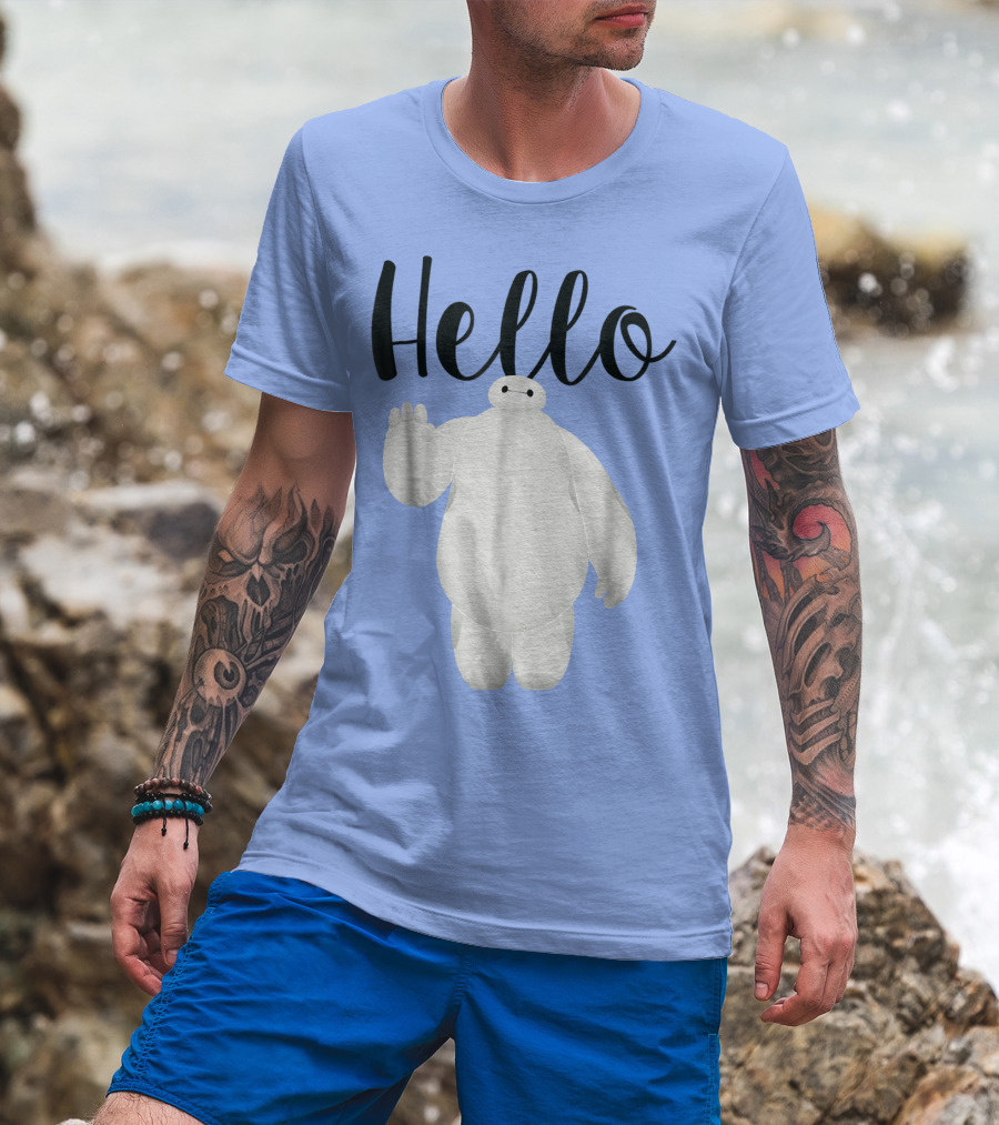 Disney Big Hero 6 Baymax Hello Wave Greetings T-Shirt