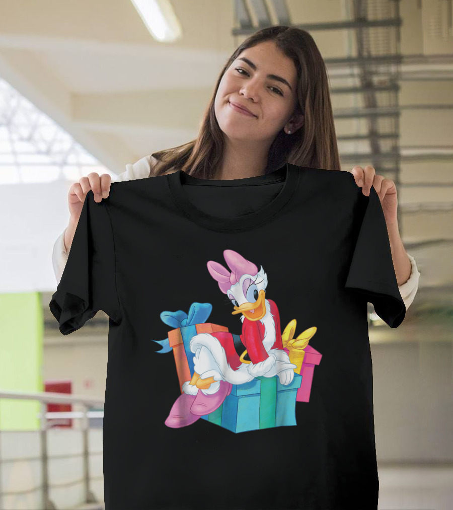 Disney Daisy Duck Santa Holiday with Colorful Gift Boxes T-Shirt