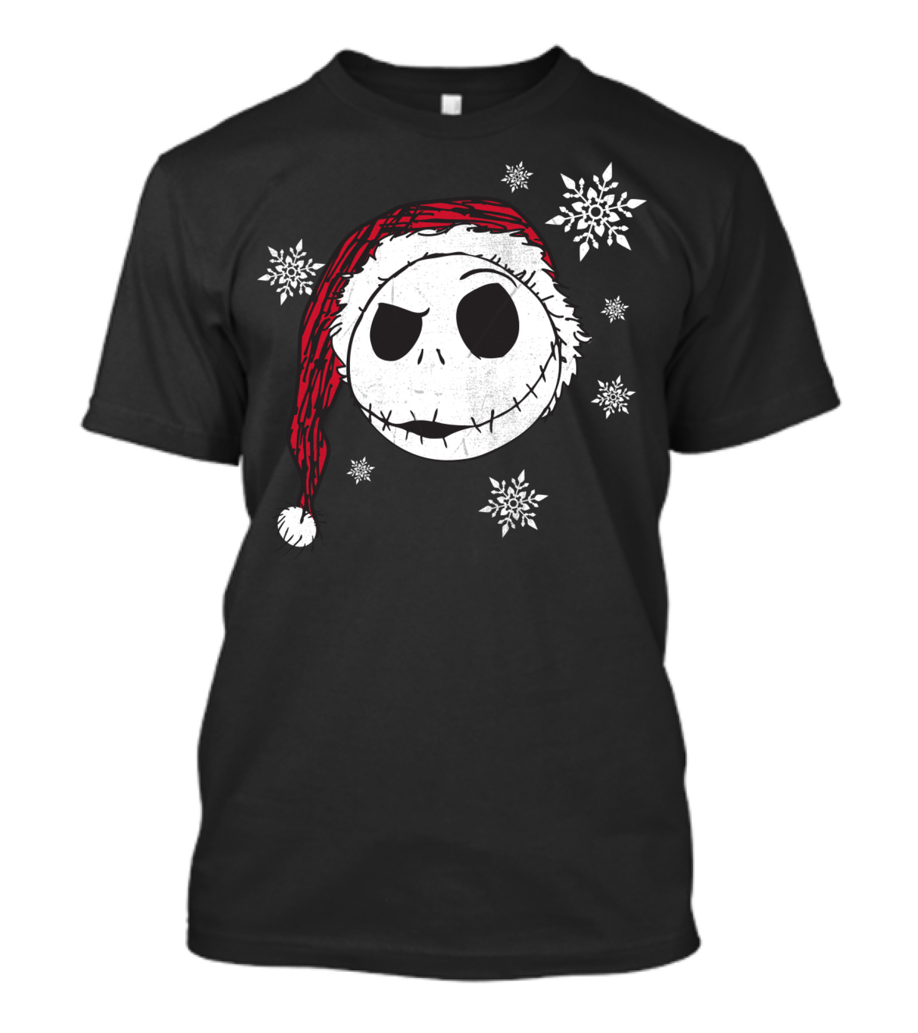 Disney Jack Skellington Santa Hat Snowflakes T-Shirt
