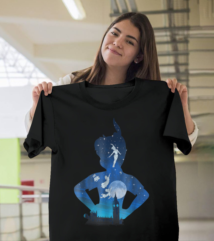 Disney Peter Pan London Night Sky Silhouette Flight T-Shirt