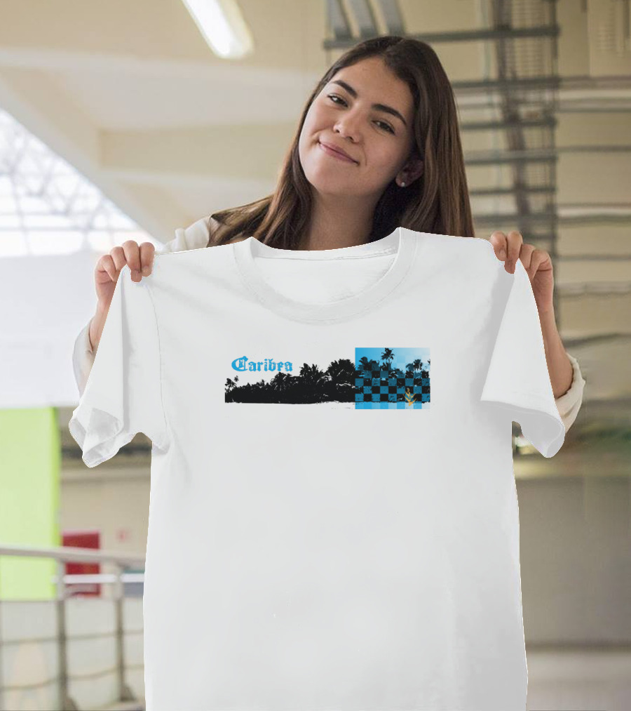 Caribes Night Beach with Checkerboard Palm T-Shirt