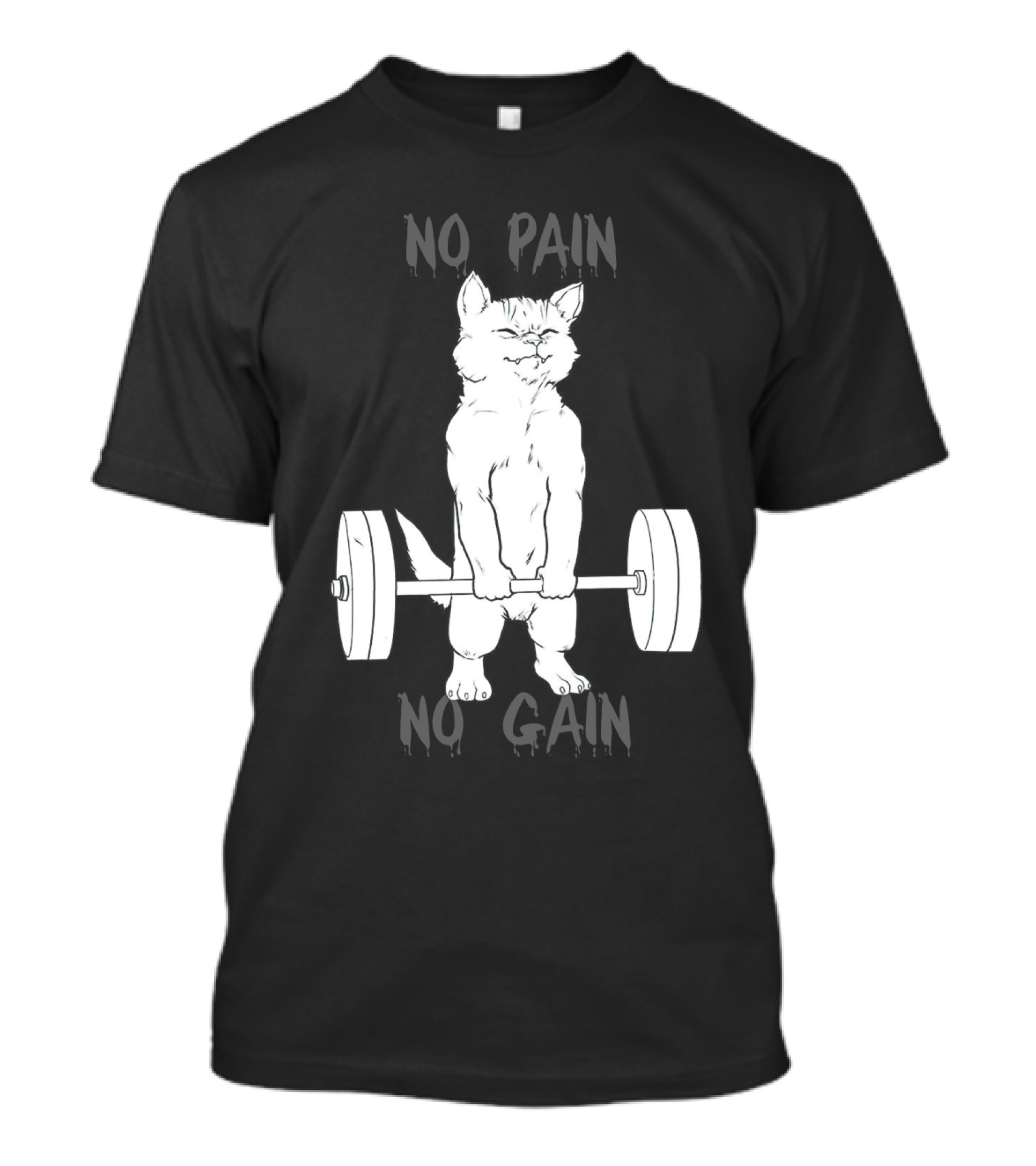 NO PAIN NO GAIN Cat Lifting Weights T-Shirt