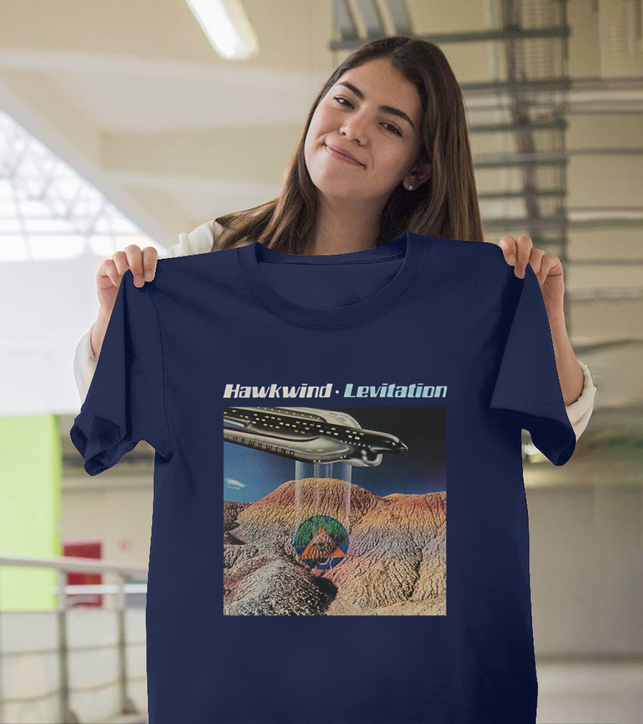 Hawkwind Levitation Spaceship Over Mountain Landscape T-Shirt
