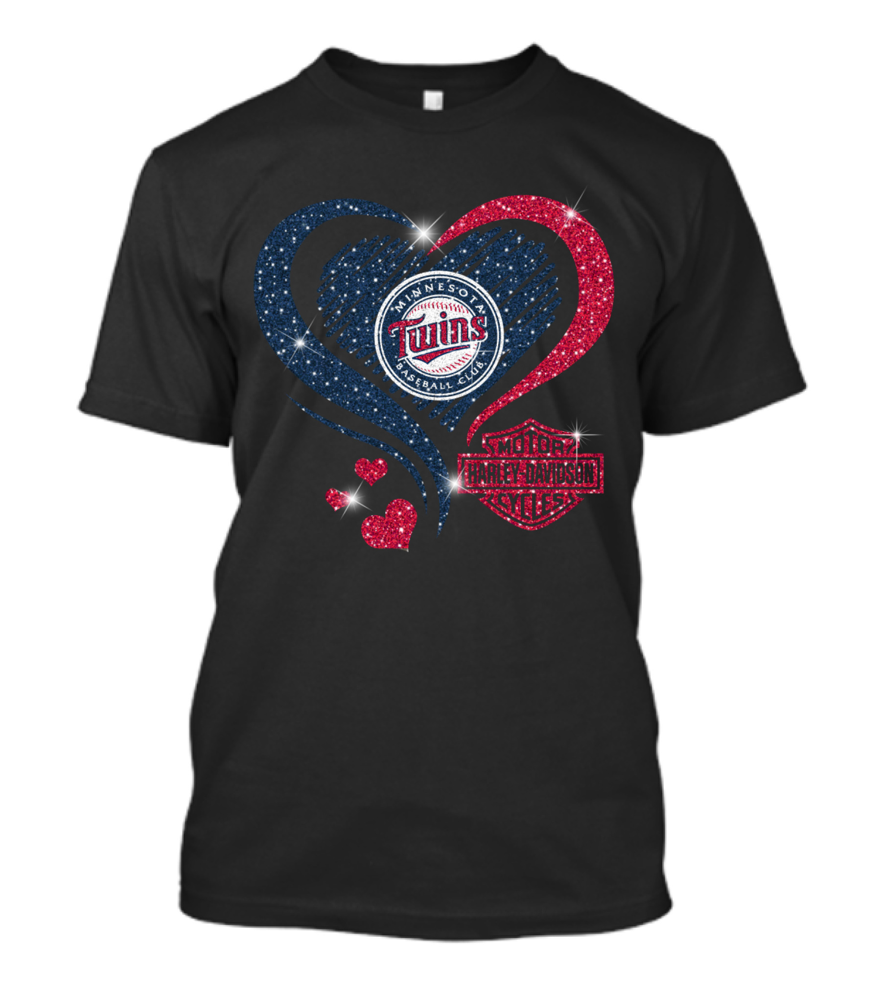 Minnesota Twins Heart With Harley Davidson T-Shirt