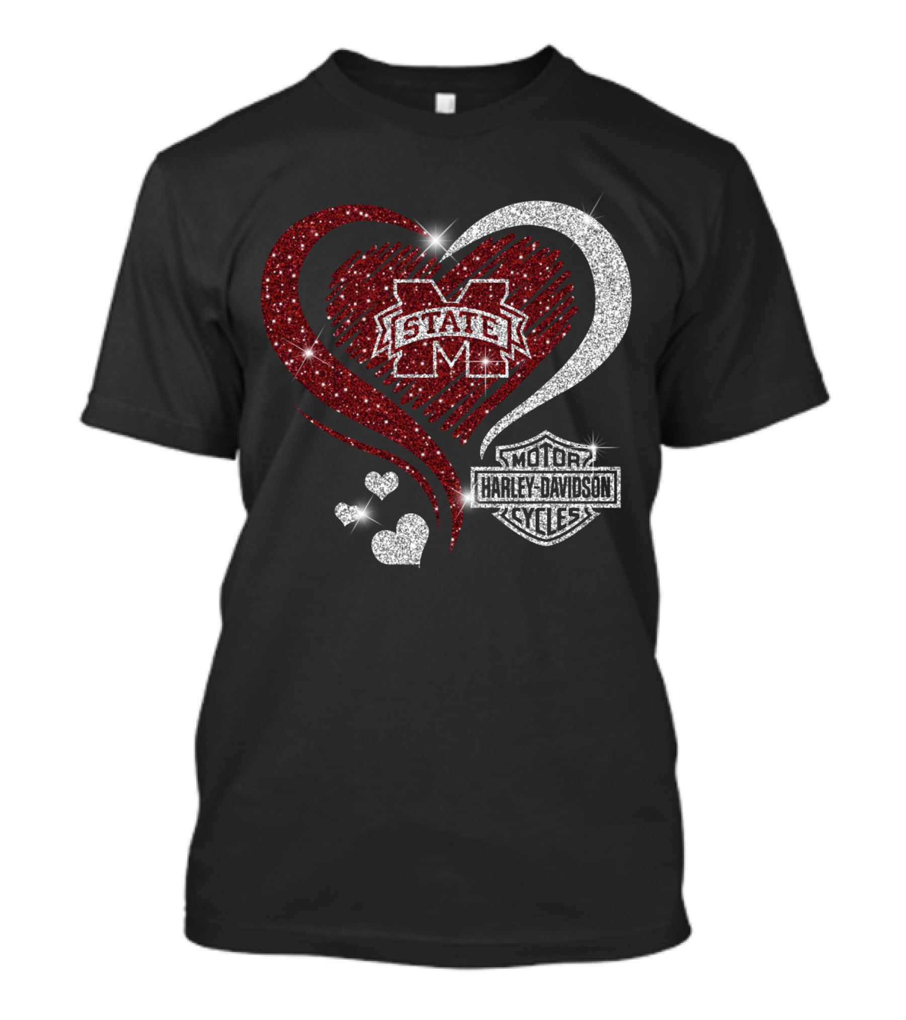 Mississippi State Bulldogs Harley Davidson Heart Combination T-Shirt