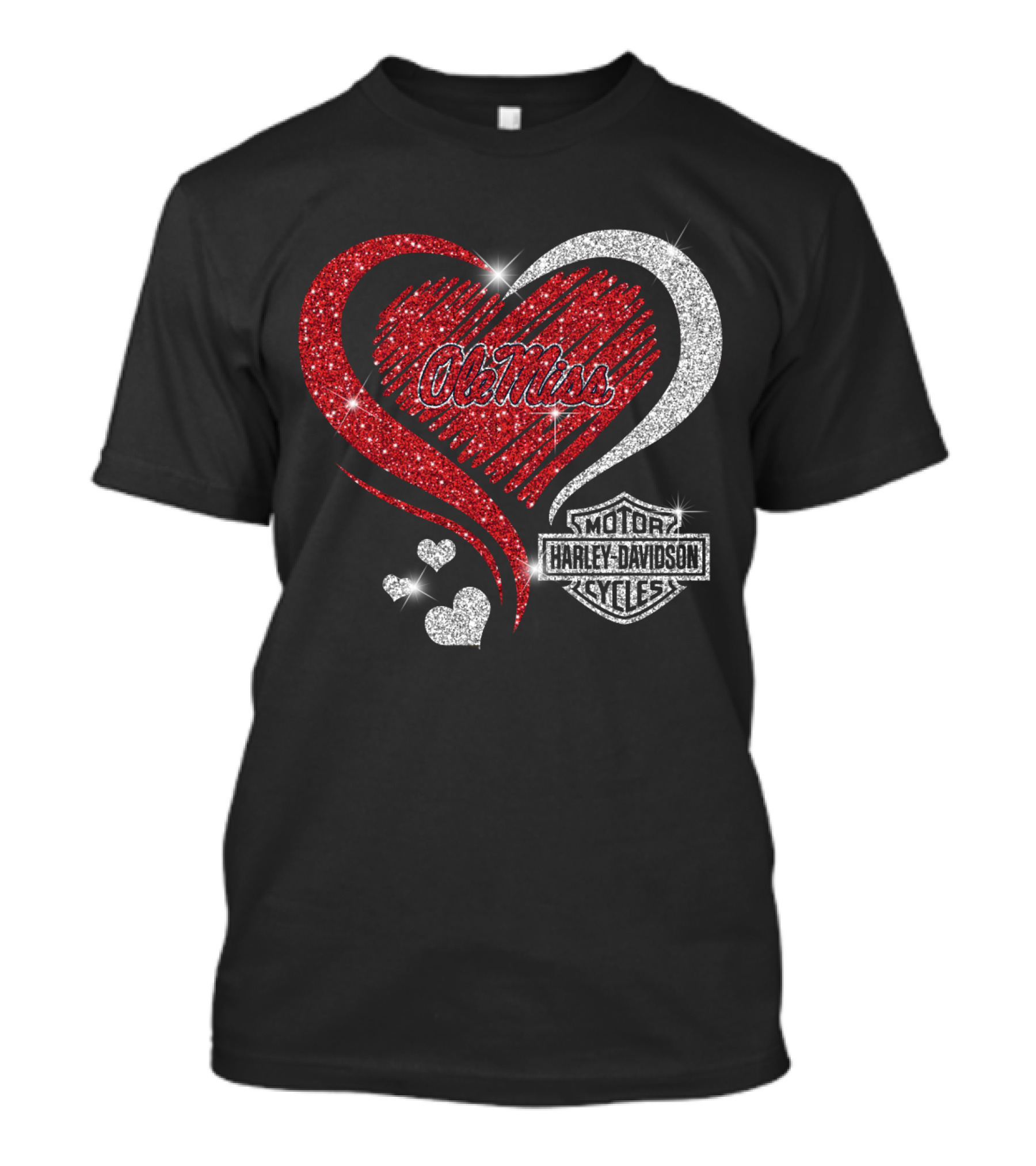 Ole Miss Rebels Heart Harley Davidson Cycles T-Shirt