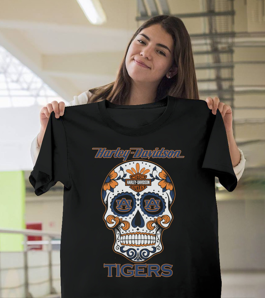 Harley Davidson Auburn Tigers Sugar Skull T-Shirt