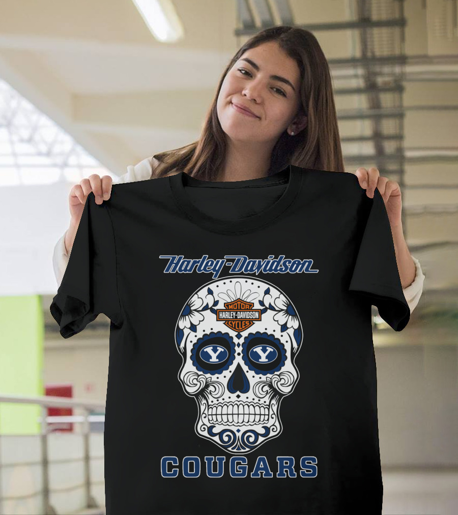Harley Davidson Byu Cougars Sugar Skull T-Shirt