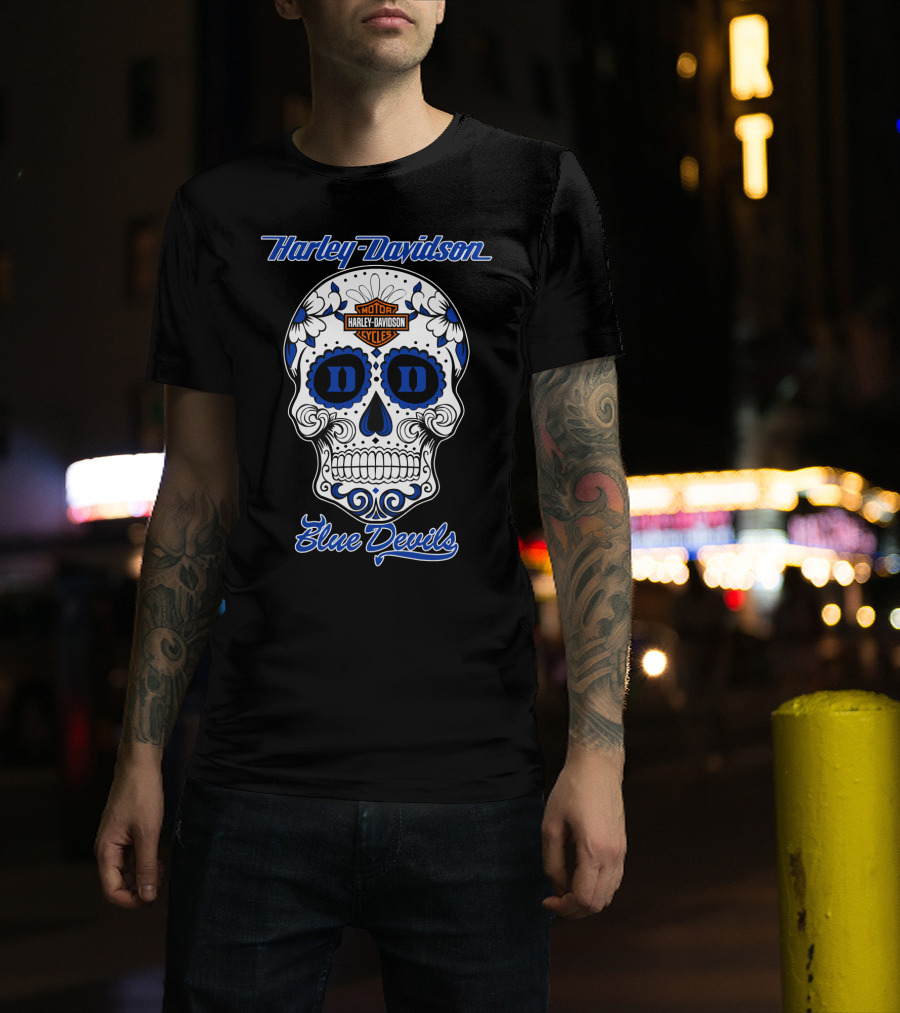 Harley Davidson Blue Devils Sugar Skull T-Shirt