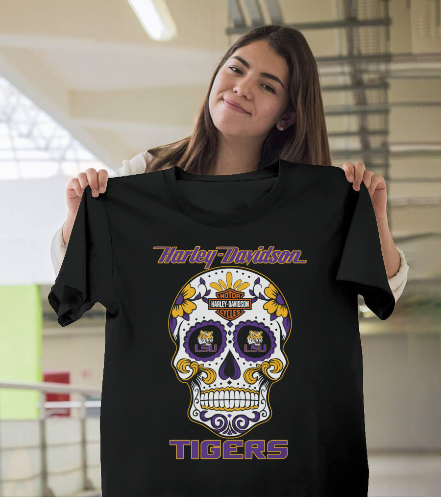 Harley Davidson Lsu Tigers Sugar Skull T-Shirt