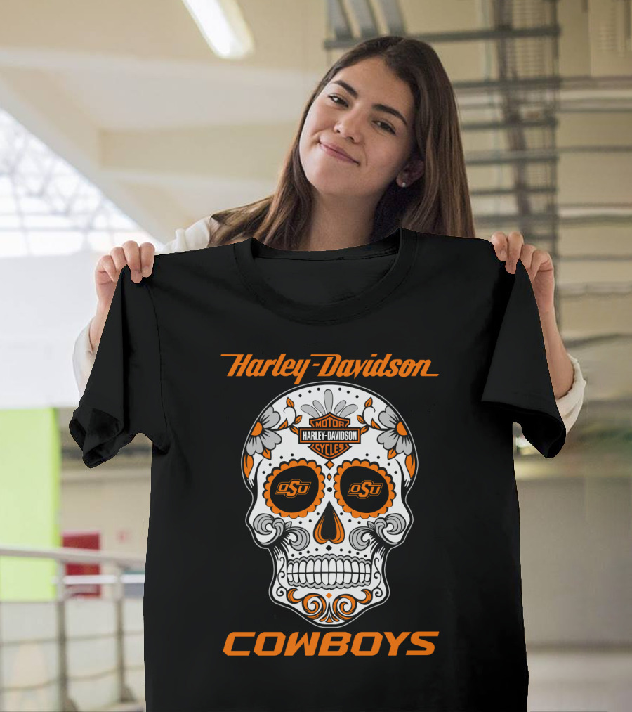 Harley Davidson Oklahoma State University Cowboys Skull Osu T-Shirt