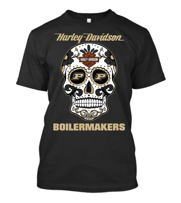 Harley Davidson Purdue Boilermakers Sugar Skull T-Shirt